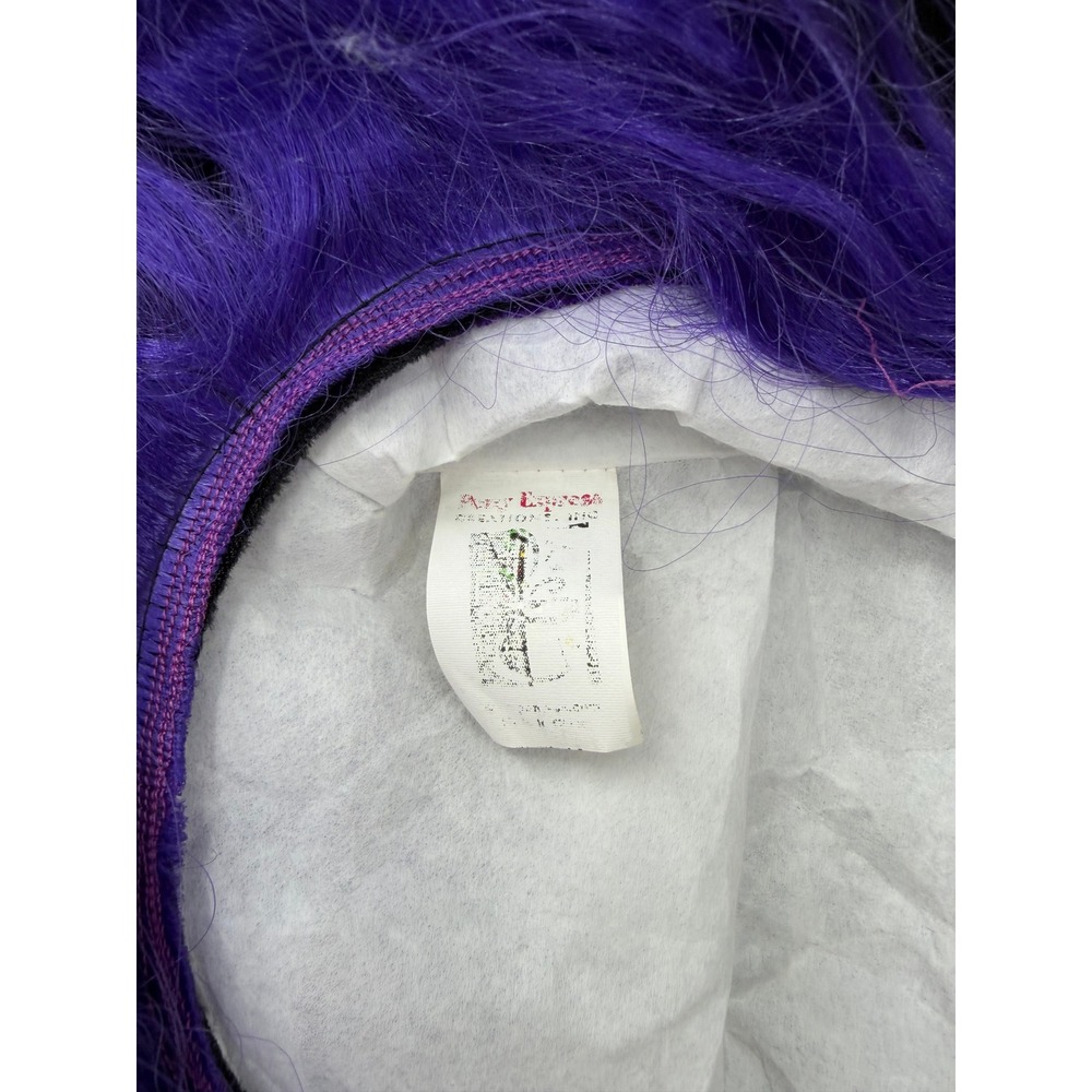 Aero Express Witch Hat with Purple Hair Attached Black Purple Striped Costume OS - Picture 3 of 10